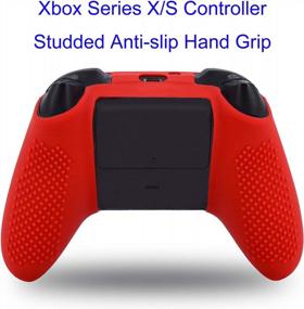 img 2 attached to Кожа контроллера Hikfly Xbox Series X / S - нескользящий силиконовый чехол с шипованными ручками и 8 колпачками для больших пальцев синего и красного цвета для улучшения игрового процесса