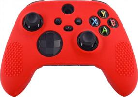 img 3 attached to Кожа контроллера Hikfly Xbox Series X / S - нескользящий силиконовый чехол с шипованными ручками и 8 колпачками для больших пальцев синего и красного цвета для улучшения игрового процесса
