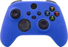 img 1 attached to Кожа контроллера Hikfly Xbox Series X / S - нескользящий силиконовый чехол с шипованными ручками и 8 колпачками для больших пальцев синего и красного цвета для улучшения игрового процесса