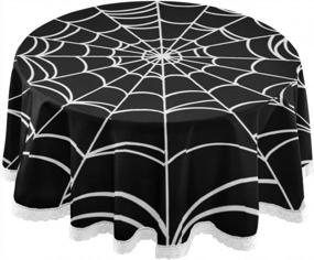 img 3 attached to Waterproof Polyester 60 Inch Round Tablecloth With Spooky Spider Design For Halloween Kitchen, Dining, Buffet Parties, And Camping