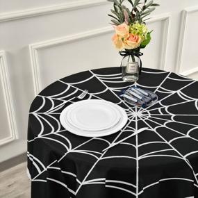 img 2 attached to Waterproof Polyester 60 Inch Round Tablecloth With Spooky Spider Design For Halloween Kitchen, Dining, Buffet Parties, And Camping