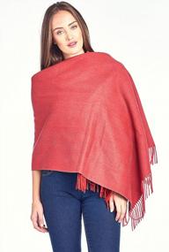 img 1 attached to Mariyaab 100% Lambswool Wool Women Solid Oversized Large Pashmina Scarf Stole Shawl