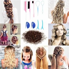 img 1 attached to 1009Pcs Brown Hair Accessories Set - 79Style Mini Rubber Bands, Ponytail Elastics, Teasing Brush & More!