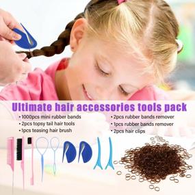 img 3 attached to 1009Pcs Brown Hair Accessories Set - 79Style Mini Rubber Bands, Ponytail Elastics, Teasing Brush & More!