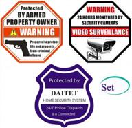 outdoor/indoor self-adhesive vinyl property owner armed security warning sticker set with video surveillance decal for windows and doors. logo