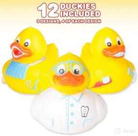 img 3 attached to ArtCreativity 2 Inch Dental Rubber Duckies: Pack of 12 Assorted Styles - Fun Pool Toys, Party Favors, Carnival Decorations, and Dental Treasure Treasures