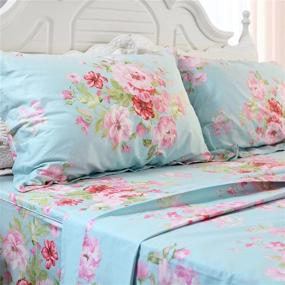 img 3 attached to FADFAY Shabby Pink Floral King Size Bed Sheet Set - Premium Cotton Deep Pocket Sheets For A Cozy Night'S Sleep - 4-Piece Set Included