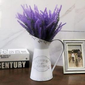 img 3 attached to Шикарная белая металлическая ваза для цветов - Декоративный держатель для вазы в деревенском стиле для дома, кухни и гостиной - Маленькая деревенская ваза 8,7 дюйма от MISIXILE