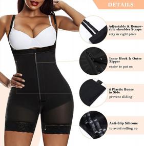 img 1 attached to YIANNA Women'S Tummy Control Shapewear Fajas Colombianas Body Shaper Butt Lifter Thigh Slimmer With Zipper Crotch