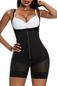 img 4 attached to YIANNA Women'S Tummy Control Shapewear Fajas Colombianas Body Shaper Butt Lifter Thigh Slimmer With Zipper Crotch
