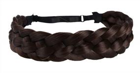 img 4 attached to Coolcos Synthetic Hair Headbands: 5 Strands Elastic Braided Style For Perfect Plaited Look