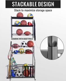 img 2 attached to Mythinglogic Garage Storage System With Baskets And Hooks - Ideal Sports Equipment Organizer And Garage Ball Storage For Indoor/Outdoor Use