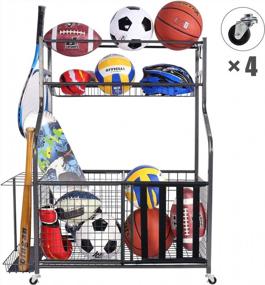 img 4 attached to Mythinglogic Garage Storage System With Baskets And Hooks - Ideal Sports Equipment Organizer And Garage Ball Storage For Indoor/Outdoor Use