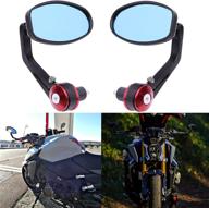 universal black motorcycle mirrors bar end side mirror compatible with honda scooter suzuki yamaha kawasaki victory harley davidson… (red-oval) логотип