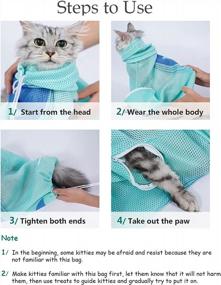 img 2 attached to Breathable Mesh Cat Grooming Bag With Adjustable Drawstring - Multi-Functional Restraint Bag For Showering, Nail Trimming, Examining And More - Anti-Bite And Scratch Resistant - (Crayfish)