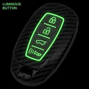 img 3 attached to Чехол TANGSEN Smart Key Fob, совместимый с Hyundai Accent Azera Elantra GT Grandeur I30 IG IX35 Kona Palisade Santa Fe Solaris, черный узор из углеродного волокна, АБС-силиконовая резина, светящийся синий