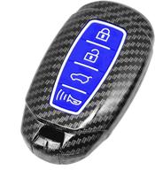 чехол tangsen smart key fob, совместимый с hyundai accent azera elantra gt grandeur i30 ig ix35 kona palisade santa fe solaris, черный узор из углеродного волокна, абс-силиконовая резина, светящийся синий логотип