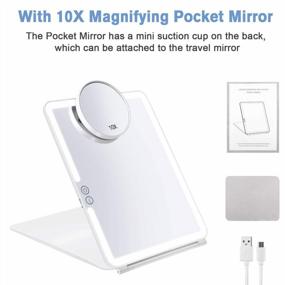 img 2 attached to Compact LED Rechargeable Lighted Makeup Mirror With Touch Screen Dimming And Magnification Pocket Spot Mirror - KEDSUM Travel Vanity Mirror With Cover