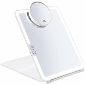 img 4 attached to Compact LED Rechargeable Lighted Makeup Mirror With Touch Screen Dimming And Magnification Pocket Spot Mirror - KEDSUM Travel Vanity Mirror With Cover