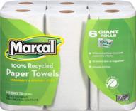 green seal certified recycled paper towels - 24 rolls of 2-ply u-size-it sheets with 140 sheets per roll. marcal 100% recycled white paper towel rolls - product number 06181 logo