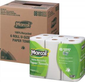 img 3 attached to Green Seal Certified Recycled Paper Towels - 24 Rolls Of 2-Ply U-Size-It Sheets With 140 Sheets Per Roll. Marcal 100% Recycled White Paper Towel Rolls - Product Number 06181