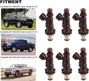 img 3 attached to JDMON Fuel Injectors Compatible with Toyota 4Runner Tacoma Tundra 3.4L V6 1999-2004 - Pack of 6, Replace Part Numbers 2320962040 2172933 - 2 Hole Design