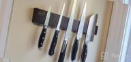 img 1 attached to Organize Your Kitchen With FINDKING'S Ash Wood Magnetic Knife Strip - 16 Inch Deep Grey Wooden Rack For Knives And Utensils (No Drilling Required) review by Paul Dye