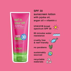 img 3 attached to B.Tan Sunscreen SPF 30 Body Lotion - Vegan & Cruelty-Free With Vitamin C, Jojoba & Argan Oil For Hydration, Quick Absorption, And Sheer Coverage. Reef-Safe And Weighing 7 Fl Oz, Your BFF For Summer.