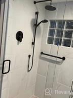 img 1 attached to Gabrylly Brushed Gold Wall Mounted Slide Bar Shower System With High Pressure 10" Rain Shower Head, 5-Setting Handheld Shower Set, And Valve Trim Diverter. review by Wade Brooks