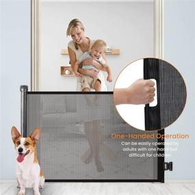 img 2 attached to 🚸 Cufun Retractable Baby Gate: Extra Wide Child Safety Mesh for Doorways, Stairs, Hallways – Indoor/Outdoor, Black
