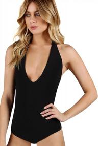 img 4 attached to Stylish & Sexy Halter Leotard Bodysuit Romper For Women By SweatyRocks: Sleeveless, Backless And Deep V-Cut To Flaunt Your Style