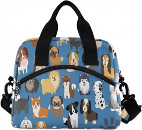 img 3 attached to Women'S Dog & Puppy Cartoon Animal Lunch Bag Set - Thermal Cooler, Water-Resistant Tote Box For Working, Picnics, Beaches & Sports