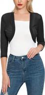 tandisk women's 3/4 sleeve shrug open front cardigan bolero jacket logo