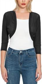 img 3 attached to Tandisk Women'S 3/4 Sleeve Shrug Open Front Cardigan Bolero Jacket
