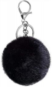 img 4 attached to Faux Rabbit Fur Ball Pom Pom Keychain Car Key Ring Handbag Tote Bag Pendant Purse Charm For Cityelf Cute