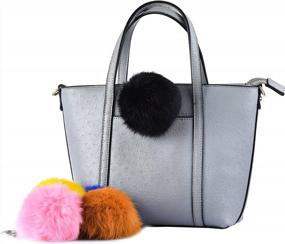 img 3 attached to Faux Rabbit Fur Ball Pom Pom Keychain Car Key Ring Handbag Tote Bag Pendant Purse Charm For Cityelf Cute