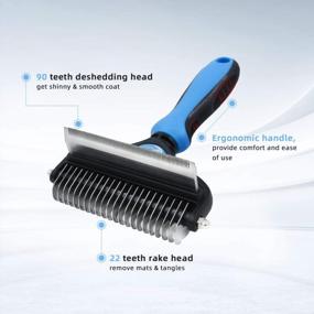 img 4 attached to JAKEMY Pet Grooming Tool - 2-Sided Undercoat Rake For Cats & Dogs Dematting Comb - Safely Remove Mats & Tangles.