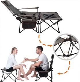 img 3 attached to 🏕️ XGEAR 2-in-1 Camping Chair with Footrest Recliner and Foldable Chaise Lounge (Convertible Footrest to Side Table) Extra Stable, Perfect for Beach, Fishing, Picnics, Hiking