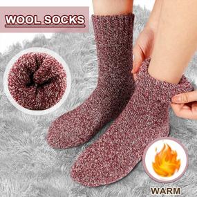img 1 attached to Heatuff Women'S Winter Wool Socks Warm Soft Full Cushion Crew Socks (5 Pairs)