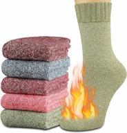 heatuff women's winter wool socks warm soft full cushion crew socks (5 pairs) logo