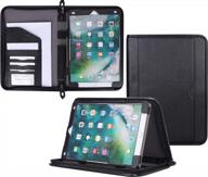 premium leather executive portfolio case for ipad pro 12.9 with detachable sleeve and stand, document, card holder, and apple pencil sleeve - fits 2015/2017 12.9-inch tablet - black by roocase логотип