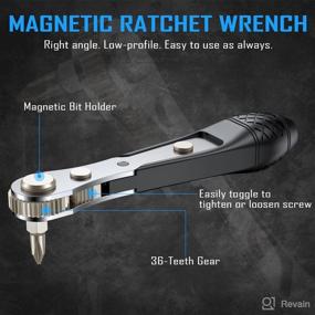 img 2 attached to 🔧 GreaTalent 37pc Mini Ratchet Wrench Screwdriver Bit Set with 1/4 inch S2 Steel Bits: Magnetic Bit Holder, Quick Release, Low Profile 90 Degree Right Angle Offset Reversible Drive Handle