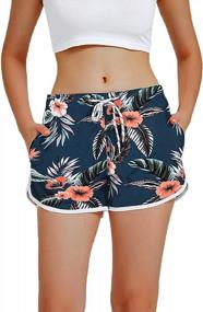 img 3 attached to APTRO Women'S Board Shorts Floral Beach Swim Shorts With Pockets Swim Trunks
