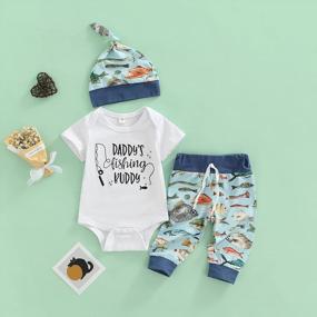 img 2 attached to Unisex Baby Fishing Outfit: Emmababy Long Sleeve Romper, Sweatshirt Pants & Hat