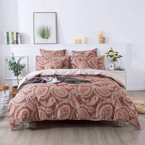 img 4 attached to Revamp Your Bedroom With FADFAY'S Reversible Paisley Floral Duvet Cover Set In Queen Size!