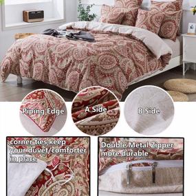 img 3 attached to Revamp Your Bedroom With FADFAY'S Reversible Paisley Floral Duvet Cover Set In Queen Size!