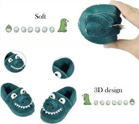 img 2 attached to Warm & Cozy Winter Slippers For Toddlers: JACKSHIBO Dinosaur House Shoes With Fur Lining.