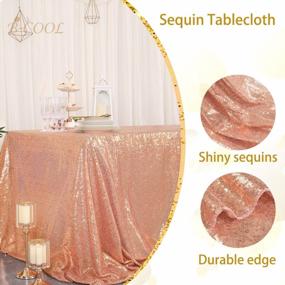 img 2 attached to Shimmering B-COOL Rose Gold Sequin Tablecloth - 50X80 Inch Christmas & Wedding Cover With Sequin Panels - Elegant Sequin Overlay For Parties, Receptions, And Baby Showers