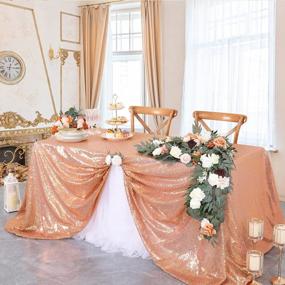 img 3 attached to Shimmering B-COOL Rose Gold Sequin Tablecloth - 50X80 Inch Christmas & Wedding Cover With Sequin Panels - Elegant Sequin Overlay For Parties, Receptions, And Baby Showers