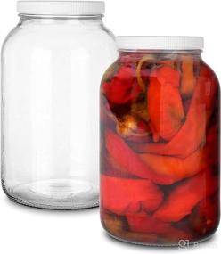 img 4 attached to 2-Pack 128 Oz Glass Jars with Plastic Airtight Lids - 1 Gallon for Pickling, Fermentation, Brewing & Food Storage